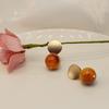 Vintage Caramel Light Texture Antique Stud Earrings In Oil Painting Style