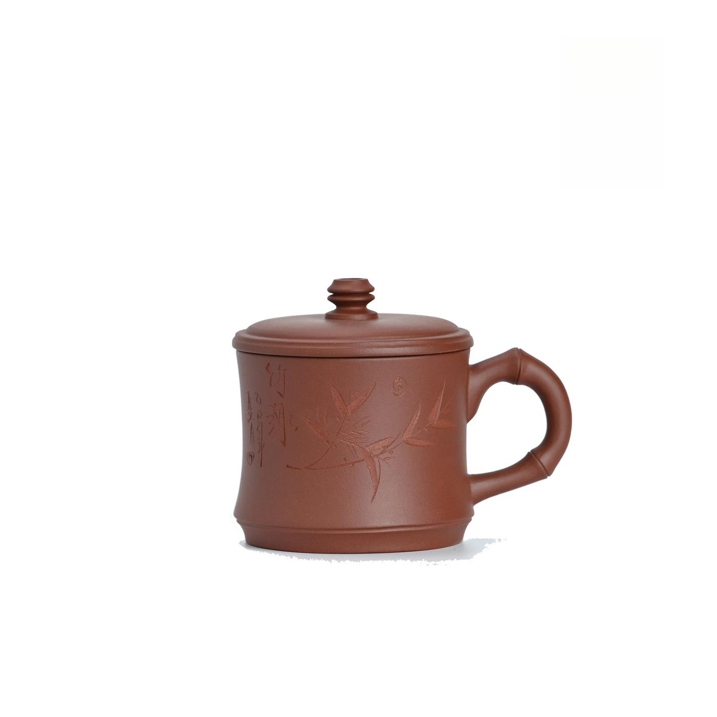 

350ml Yixing Purple Sand Clear Water Mud Bamboo Coffee Mug Beer Cup Afternoon Tea Mug Household Office Water Cup Tableware Gifts As Your Choose