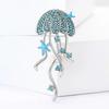 Rhinestone Jellyfish Brooch for Women Unisex Enamel Starfish Sea Life Pins Event Party Backpack Decoration Clothes Accessories