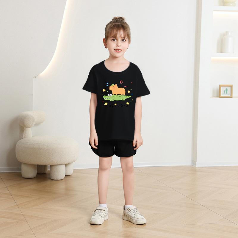 Children's Casual Short-sleeved T-shirt, Summer Boys' And Girls' Cute Capri Blouse