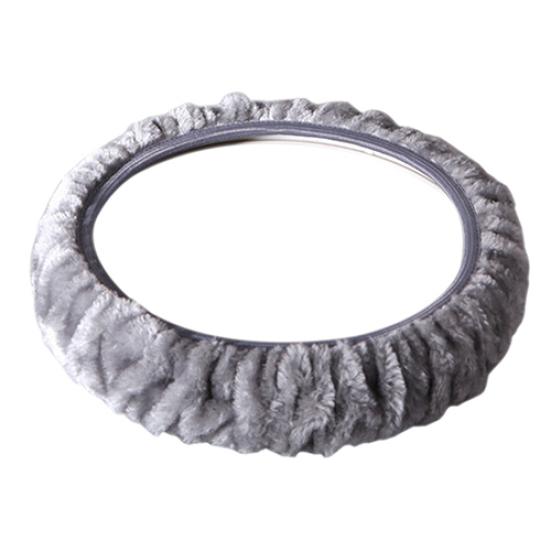 

Мягкий короткий плюшевый чехол на руль автомобиля, осенне-зимний аксессуар для вождения водителя серый