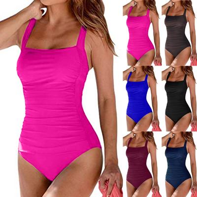 One Piece Swimsuit for Women Square Neck Ruched Design Slim Fit Swimwear Comfortable Stretch Fabric Beachwear Bathing Suit