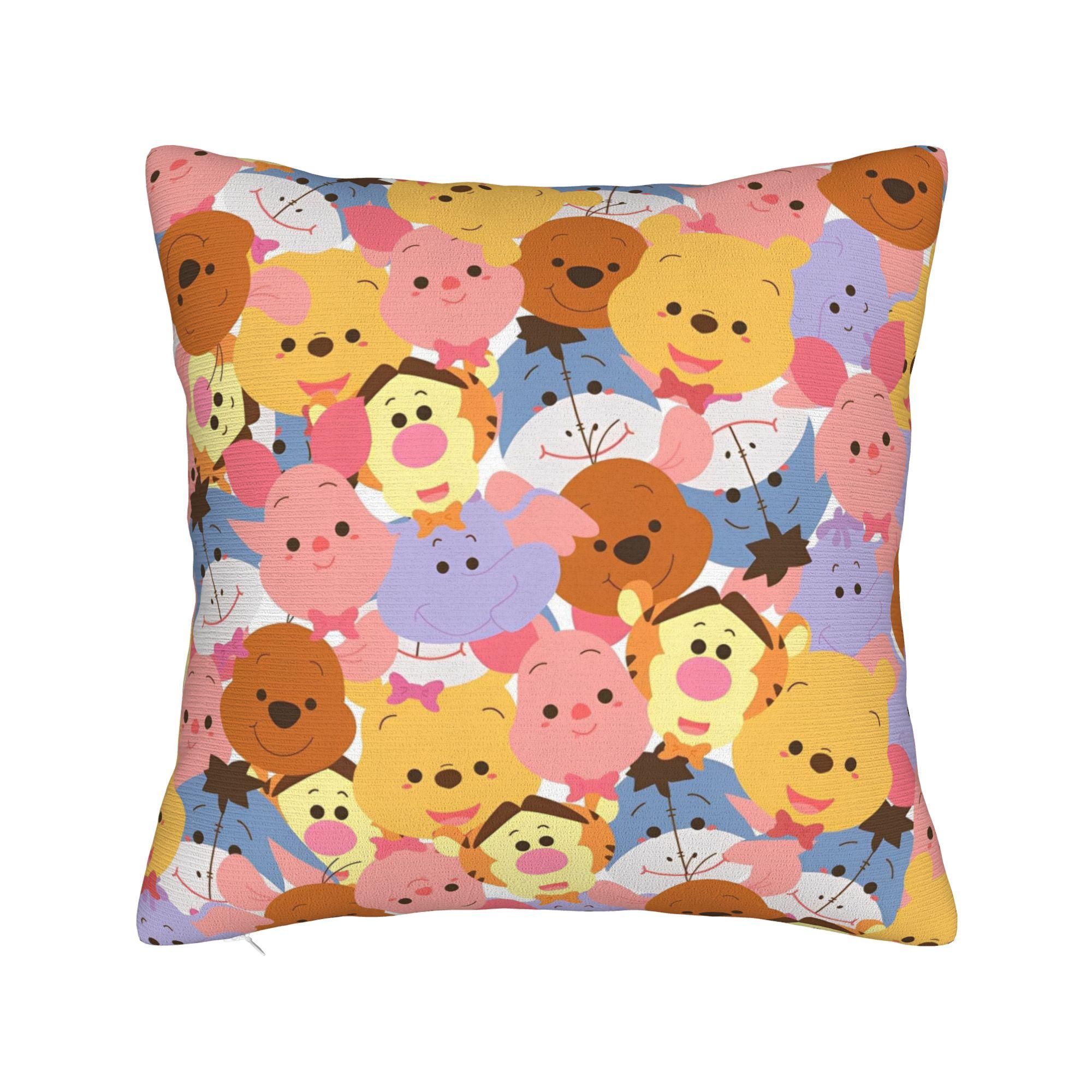 

Pooh and Friends Square Pillowcases Polyester Living Room Winnie The Pooh Cushion Case Cute Home Decoration Pillow Cover 45*45 30cmx30cm