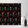 Christmas Nutcracker Shower Curtain, Christmas Tree Snowman Bathroom Curtain Decoration Set With Hook Fabric Christmas Gift
