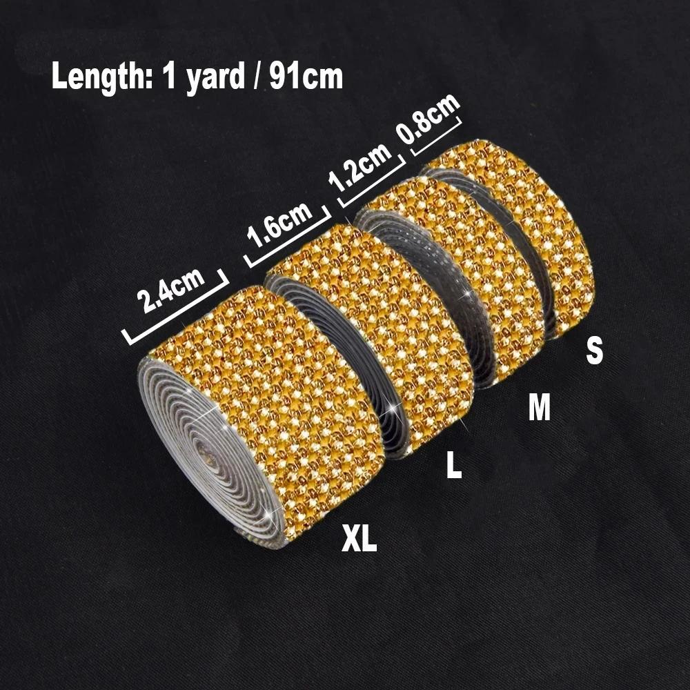 

Shiny Golden Crystal Rhinestone Sticker Diamond Ribbon Self-Adhesive DIY Party Decor for Arts and Crafts Car Phone Decoration S золотий