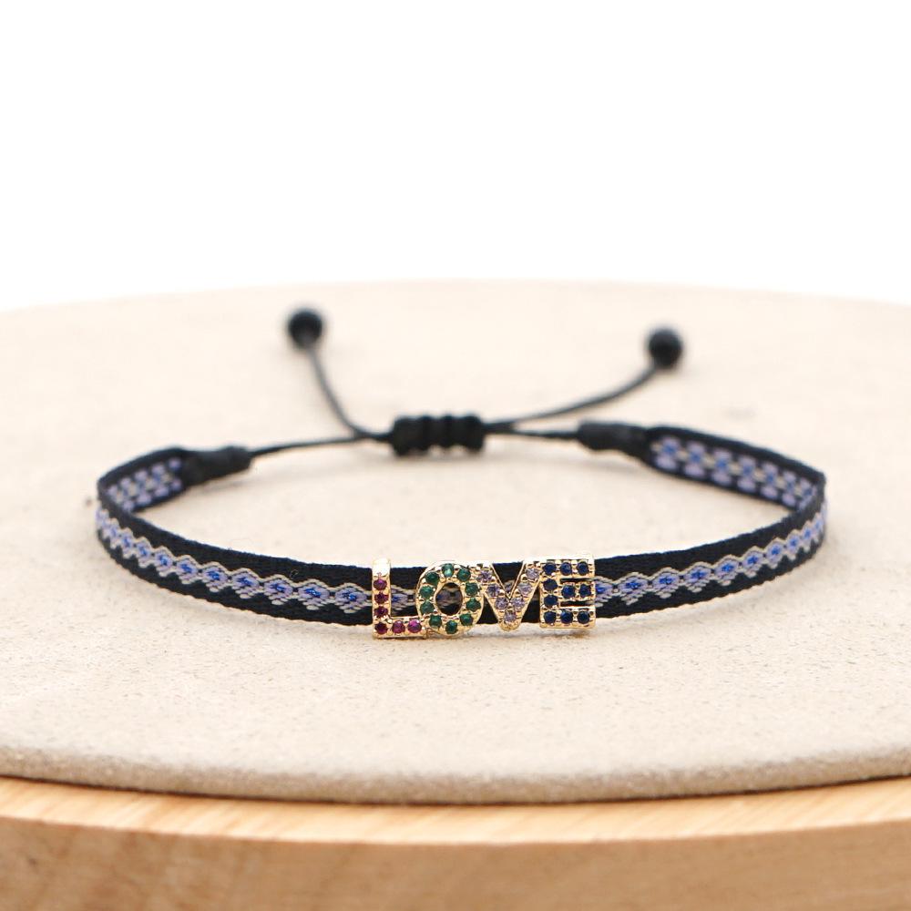 Retro Pattern Bohemian Spanish Court Hand-Woven Bracelet with Micro-Inlay
