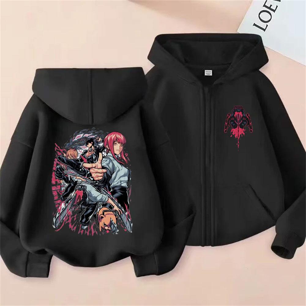 

Anime Chainsaw Man Pochita Power Hayakawa Aki Makima Denji Graphic Zipper Hoodie Men Women Fashion Oversized Zip Up Jacket Coat S чорний