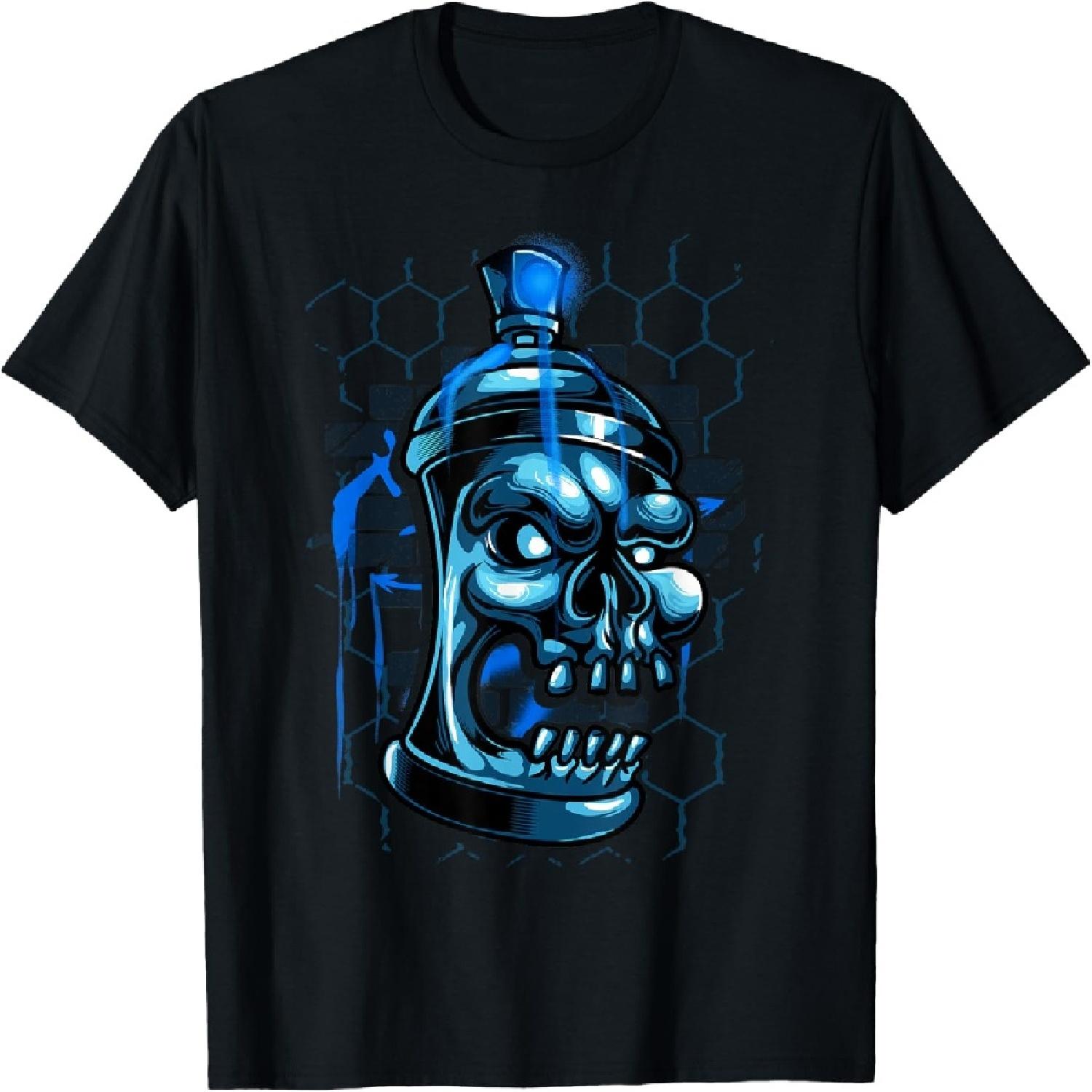Graffiti Art Spray Paint Urban Skull T-Shirt S