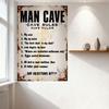 Vintage Man Cave Rules Metal Sign Rustic Weathered Metal Wall Decor with Rivet Corners & Funny Misspelled Rules for Garage Home