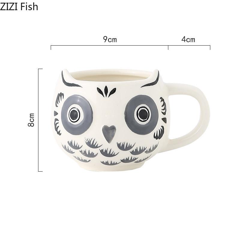 Hand-painted Cartoon Animal Ceramic Mug Creative Breakfast Oat Milk Cup Afternoon Tea Coffee Cup Home Drinking Set Wedding Gift