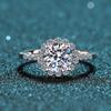 Fine Jewelry White Gold Plated Round Cut 1CT VVS GRA Moissanite Unique Personalised Sterling Silver 925 Flower Rings for Women