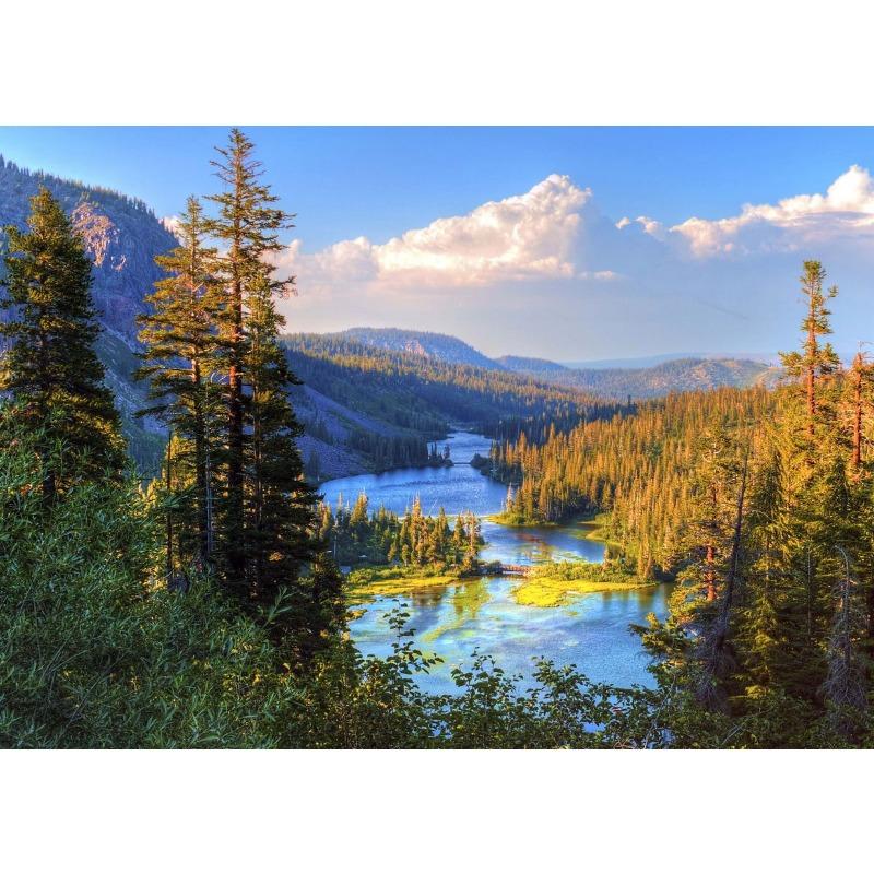 Mountains At Lake Nature Beautiful Scenery Poster Sea Boat Landscape Canvas Painting Wall Art for Living Room Home Decor