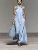 2026 Summer Halter Neck Ruffle Sleeveless Dress with Pockets