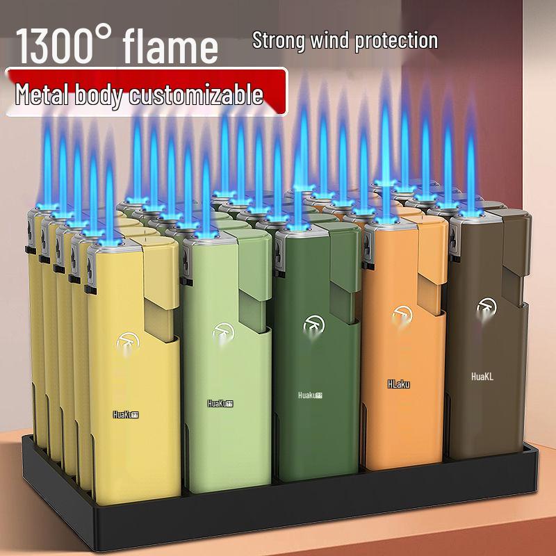 50 Durable Metal Windproof Lighters - Double Layer, Thickened, Inflatable, with Printed Lettering