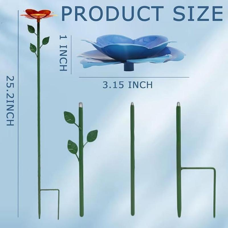 4x Bee Watering Station Metal Flower Stakes Butterfly Bath Bowl Water Feeder