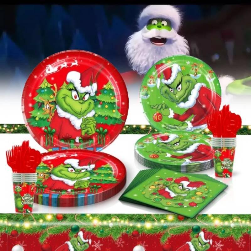 The Christmas Themed Party Decorations Supplies Set Plates Napkins Cups