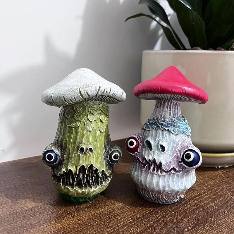 New Halloween Creative Skull Mushroom Sculpture Monster Resin Crafts Home Garden Decorations Office Desktop Decorations