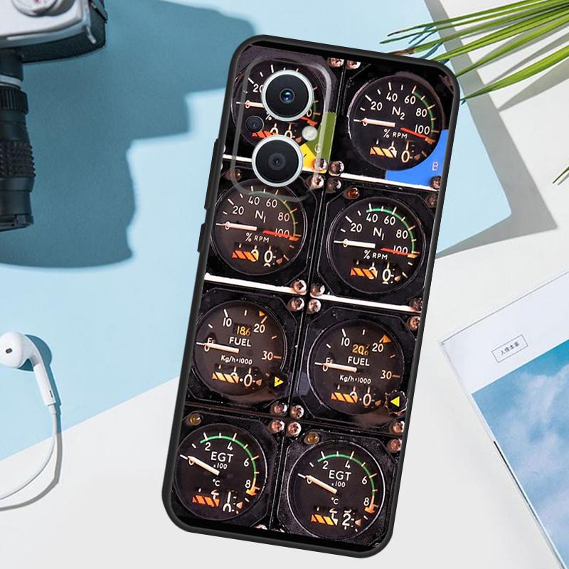 Flight Instruments Cockpit Cover For OPPO Reno 14F 13F 12F 11 F 10 12 13 14 Pro 7 8 Lite OPPO Find X9 X8 X6 X5 Pro Case