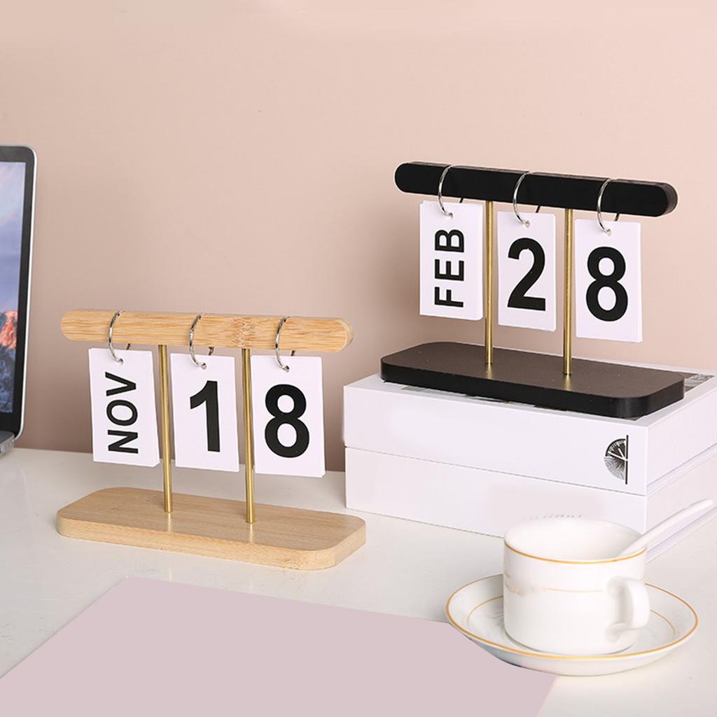 Wooden Perpetual Desk Calendar Desk Office Decor Creative Reusable Flip Chart Perpetual Calendar Weekly Calendar Board