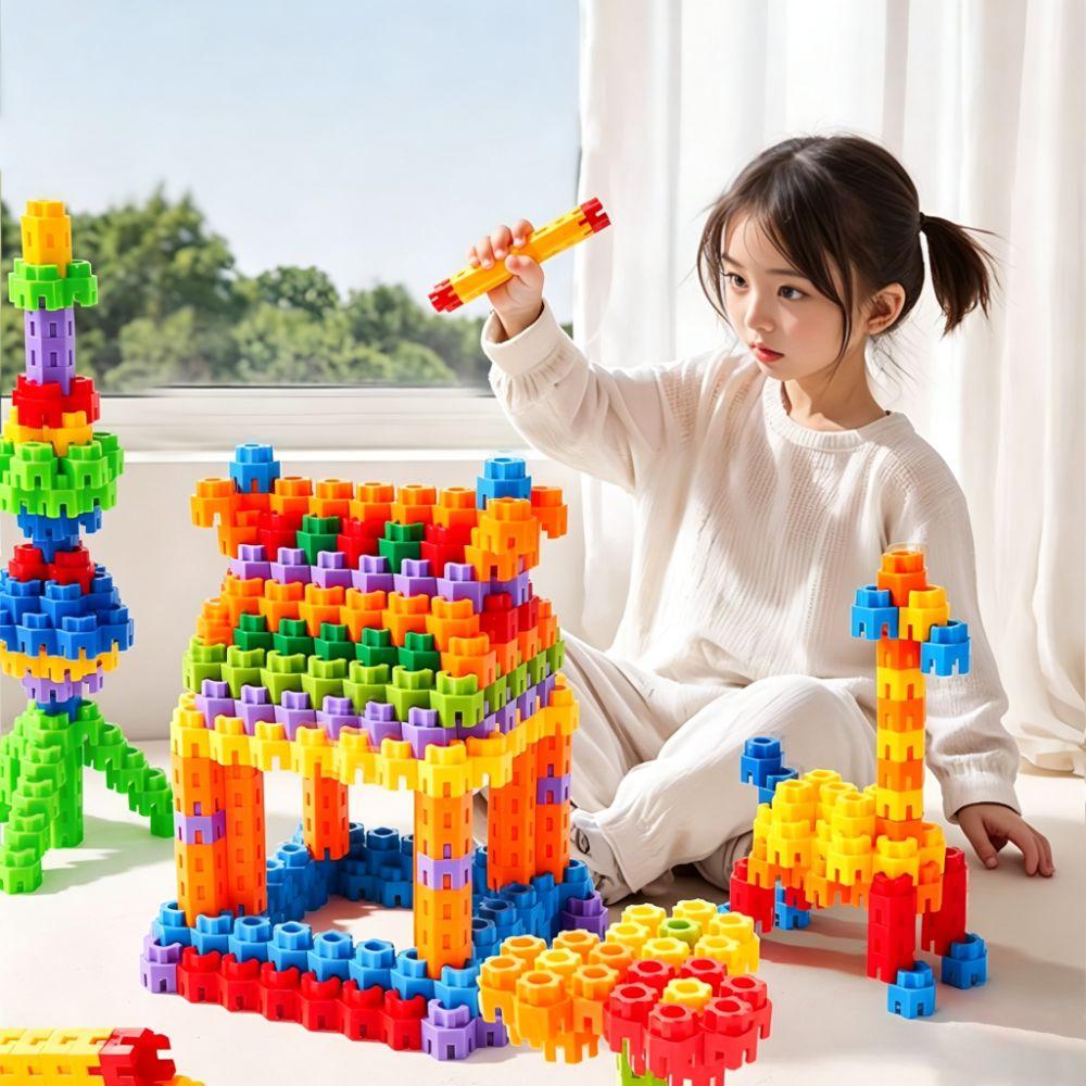 Colorful Hexagon Building Blocks Interlocking Structure Construction Toy Parent Child Play