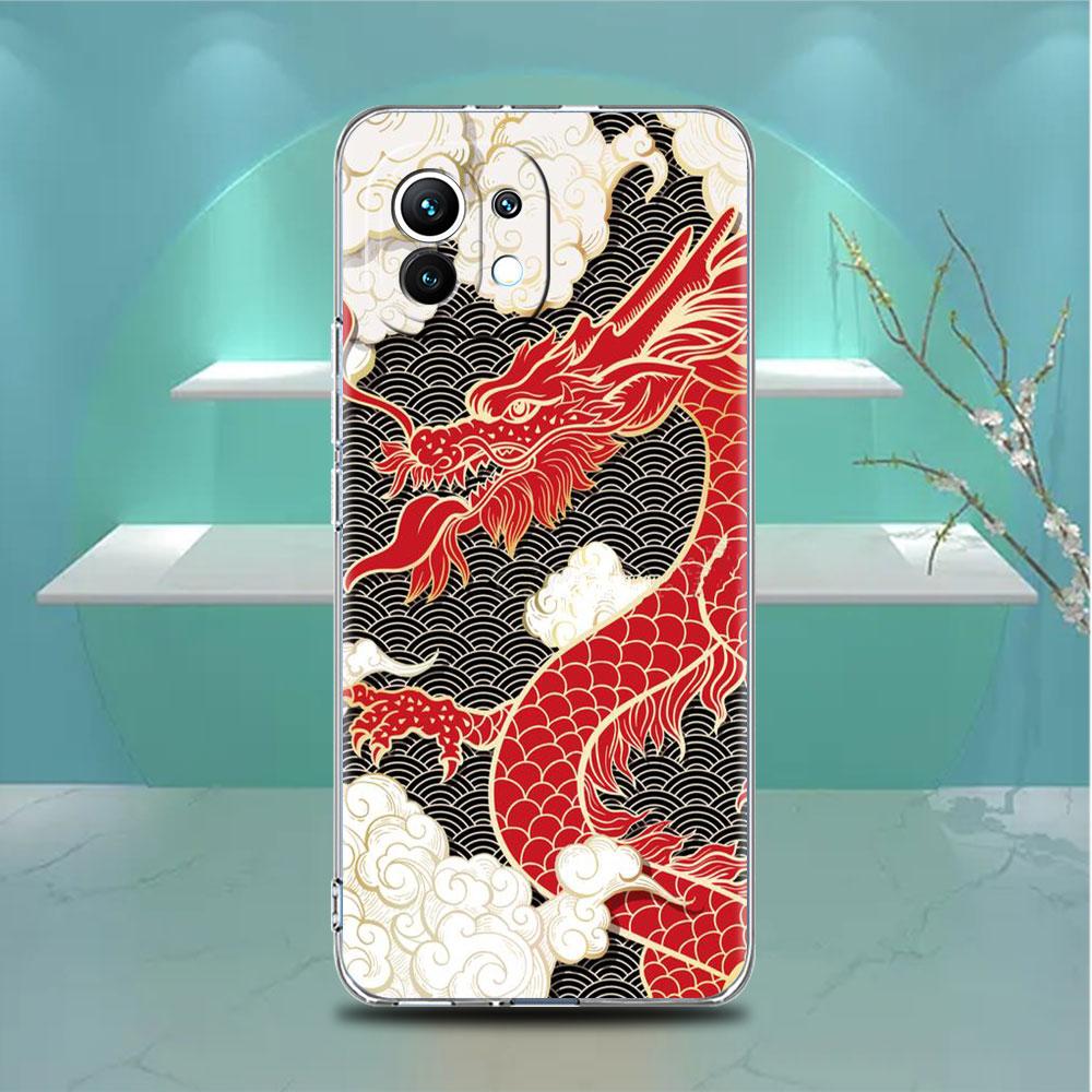 Mode Chinesisch Vintage Drache Klare Hülle Für Xiaomi Mi Poco X3 NFC M3 Pro F3 F1 11 Lite 12 Note 10 11T Transparent Handyhülle