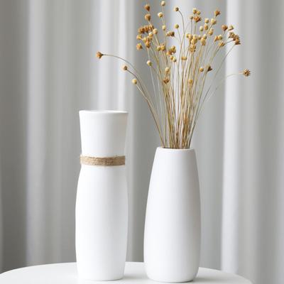 Minimalistická biela keramická váza sada 2 ks, dekoratívna váza v severskom modernom štýle Boho, keramická estetická váza na domáce dekorácie pre kvetinu Lego, tráva Pampas