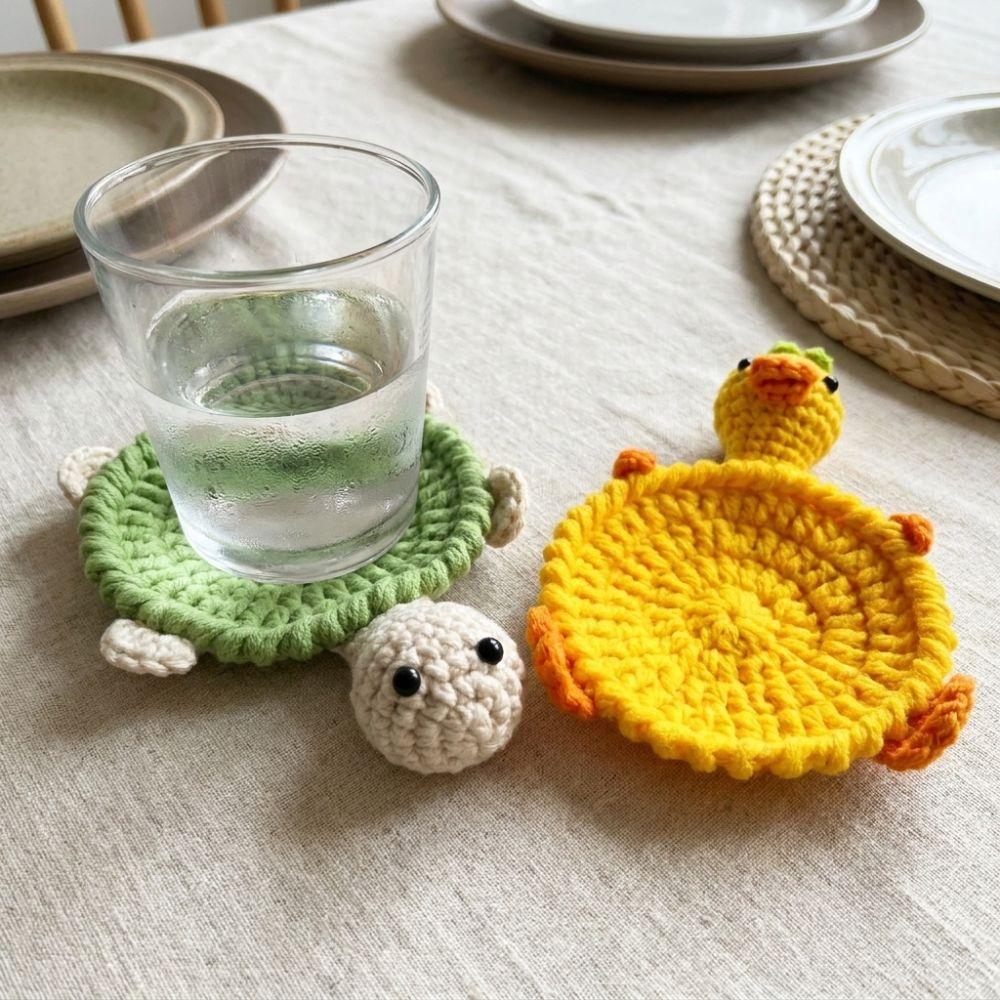 Heat Resistant Knitted Cup Mat Hand Woven Animal Drink Coaster Kitchen Decor