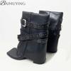Fashion Brand Designer Shoes Woman Heeled Sandals Summer Ankle Boots Flip Flops 2025 New Clip Toe Square High Heels Leather Goth Chunky