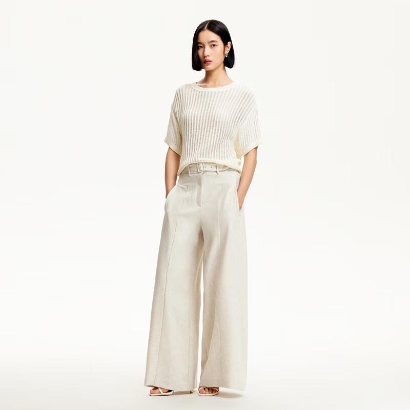 VEROMODA 2025 Spring Pleated Belt Loose Wide-Leg Trousers