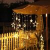 Twinkling LED Curtain Lights with Wishing Ball, Star, and Bell Accents for Christmas and Birthday Decor
