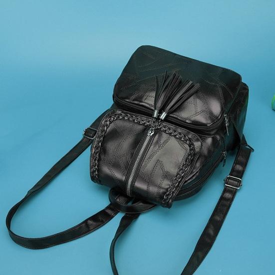 Unisex Retro Backpack Faux Leather Waterproof Schoolbag Anti-Theft Multi-Pocket Backpack for Street Travel College Students