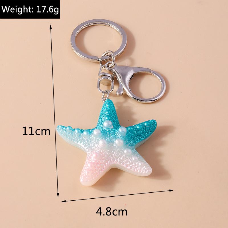 Fashion Summer Beach Starfish Keychain Women Girls Marine Life Key Ring Pendants for Handbag Decor DIY Handmade Jewelry Gifts