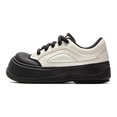 Zapatillas de Plataforma de Suela Gruesa Honey de Li Ning Clásicas Cómodas Modernas Antideslizantes Resistentes al Desgaste de Caña Baja Zapatillas para Mujer Blanco Negro AGCV096-2