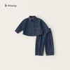 Boys Denim Suit Set With Polyester Fabric For Spring And Fall Kids Age 3 To 8