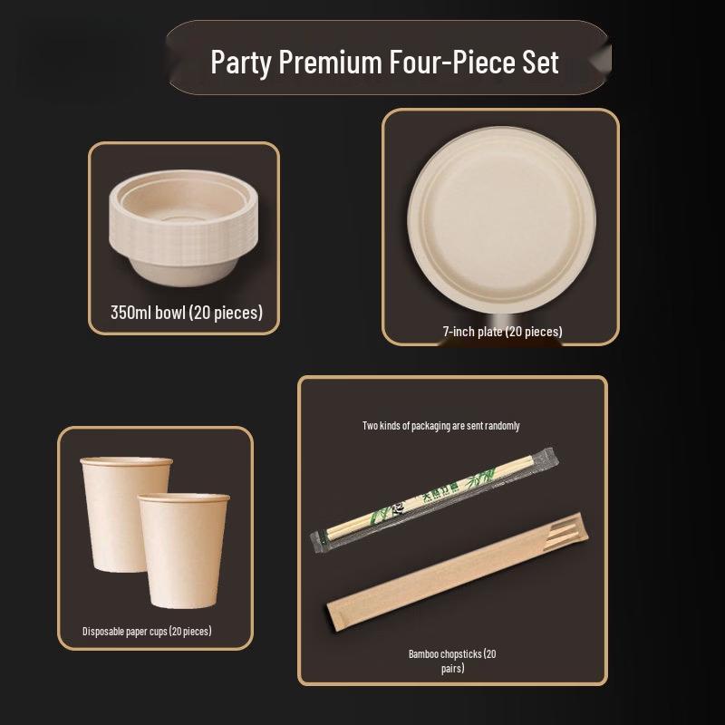 Natural Wheat Straw Disposable Party Tableware Set