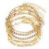 Square Artificial Crystal For Holidays Simple Bracelet Suitable For Daily Wear Stackable A Gift Classic Chain Design 5pcs/set Women's  Handmade