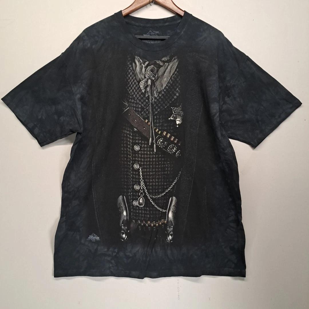 The Mountain Shirt Sheriff Gunslinger Cowboy Western Graphic TShirt Black 2X XXL S