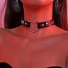 Y2K Punk Gotycki Naszyjnik Choker ze Skóry PU z Kolczykami w Kształcie Serca dla Kobiet - Seksowna Biżuteria do Codziennego Noszenia Bez Platerowania