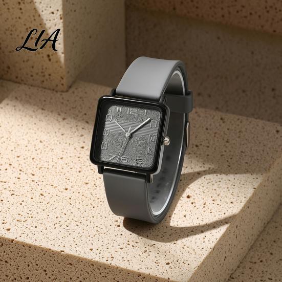 Women Casual Watch Square Dial Quartz for Women, Lady Wrist with Silicone Strap, Accurate Lightweight Wristwatch, Fashion Accessory