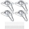 Set of 4 Stainless Steel Pad Eyes for Wall and Ceiling Mounting, for Wooden Doors, Cabinets, and Lighting, with Screws and Rubber Stoppers