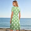 Women Casual Polka Dot Print V Neck Short Sleeve Midi Dress Loose Fit Summer Fashion Lightweight Dress for Daily Wear