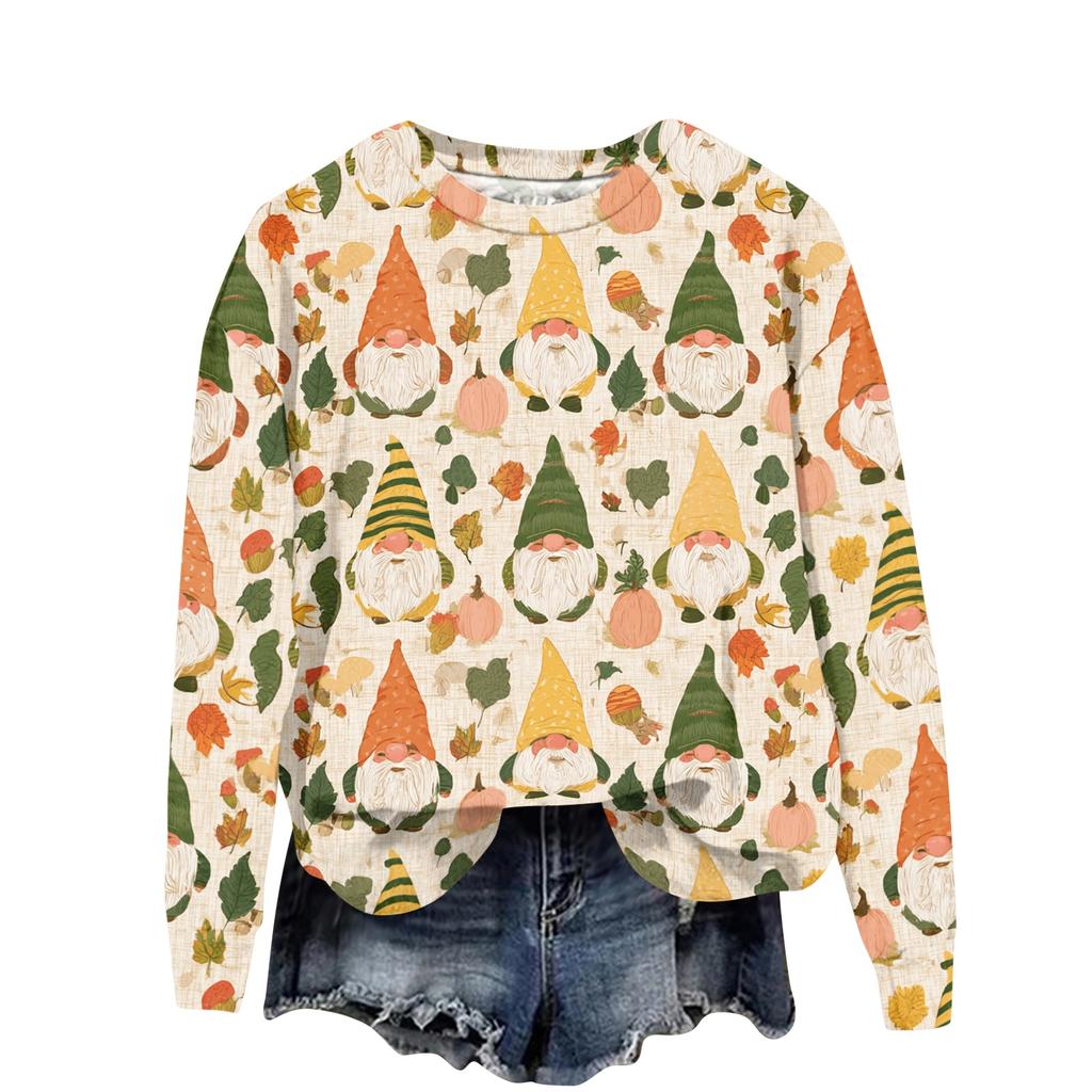 Women's Casual Long Sleeve Christmas Print Neck Pullover Sweatshirt