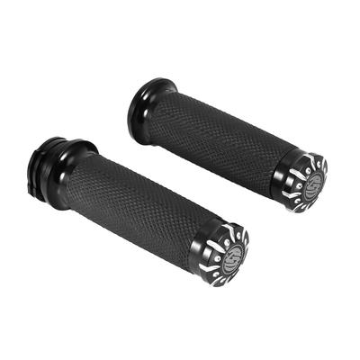 Punhos de Guidão de Motocicleta de 1 polegada Para Softail Cruiser Chopper Preto EUA
