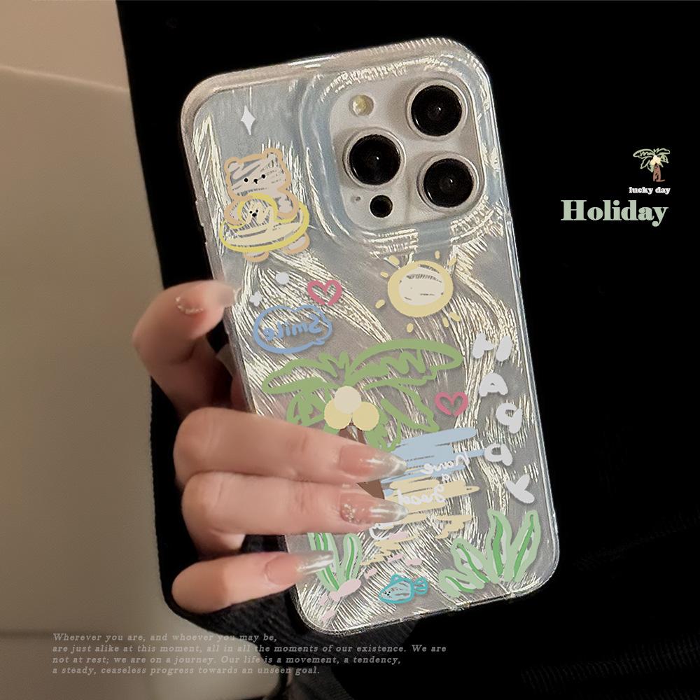 Creative Summer Beach Coconut Tree Phone Case for iPhone 17 and iPhone 17 Pro Max