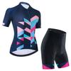 Womens Cycling Jersey Set Short Sleeve Bib Shorts Breathable Bike Riding Outfit Road