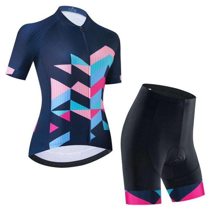 Womens Cycling Jersey Set Short Sleeve Bib Shorts Breathable Bike Riding Outfit Road
