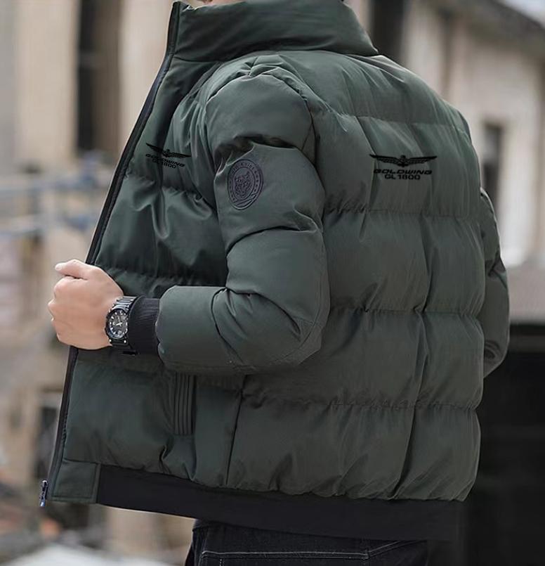 

Осінньо-зимовий чоловічий візерунок з друкованим логотипом Golden Wing Honda Coast Car Driver Standing Collar Warm Cotton Clothes 4XL армія зелений колір