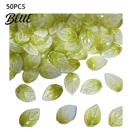 50 Leaf Beads Pack 50Pcs Glass Camellia Tea Pendant