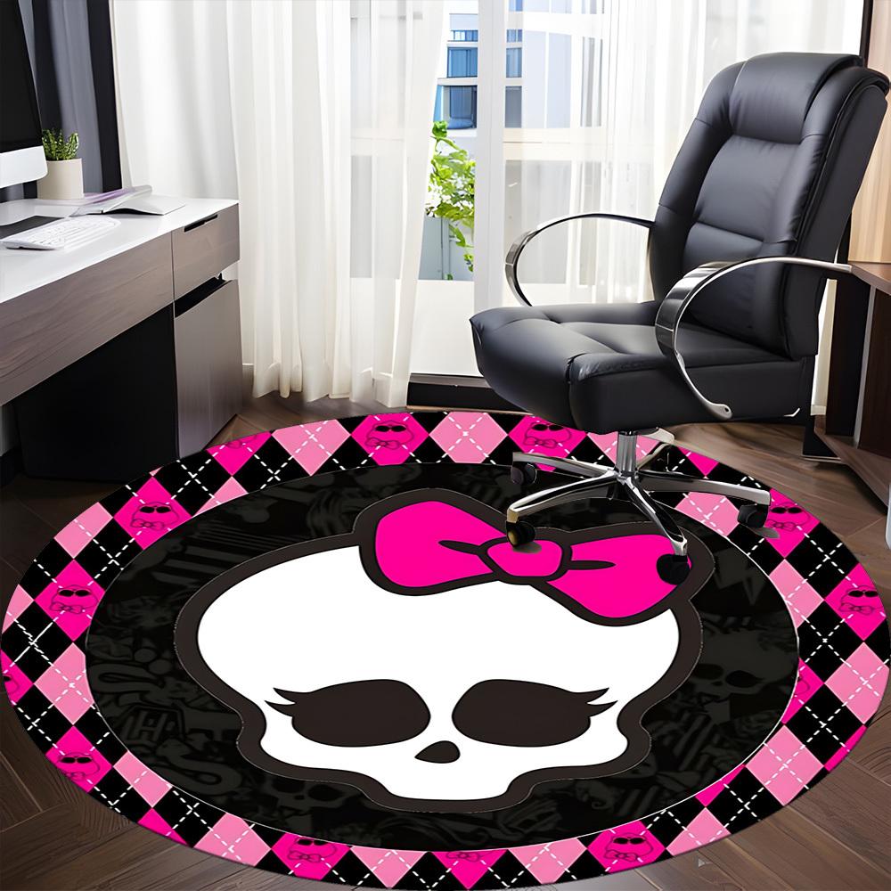 

1pc Monster High Skull Chair Carpet for Office Non Slip, Machine Washable Rug for Office, Room Holiday Decor for Christmas, Birthday Polyester 100cm