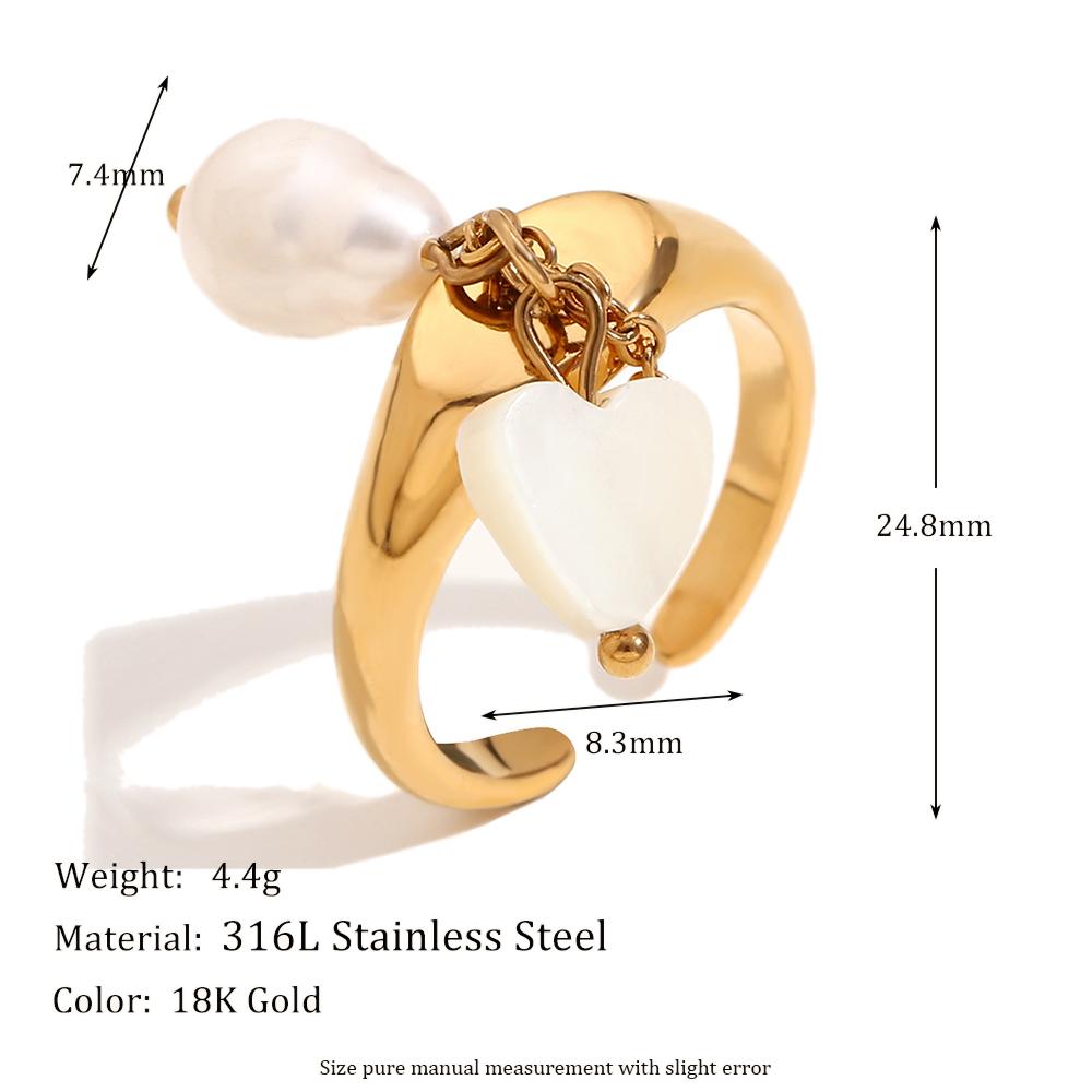 

MamacitaSlay Elegant Freshwater Pearl Chain Tassel Rings Waterproof Stainless Steel Jewelry Woman Tarnish Free Finger Decoration 7 золотий